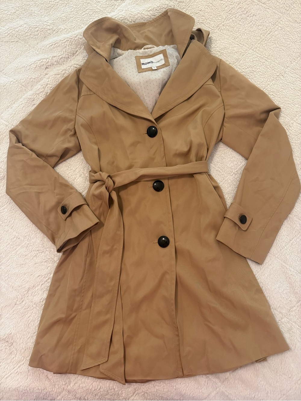 Momo Maternity Camel Trench Coat with Belt